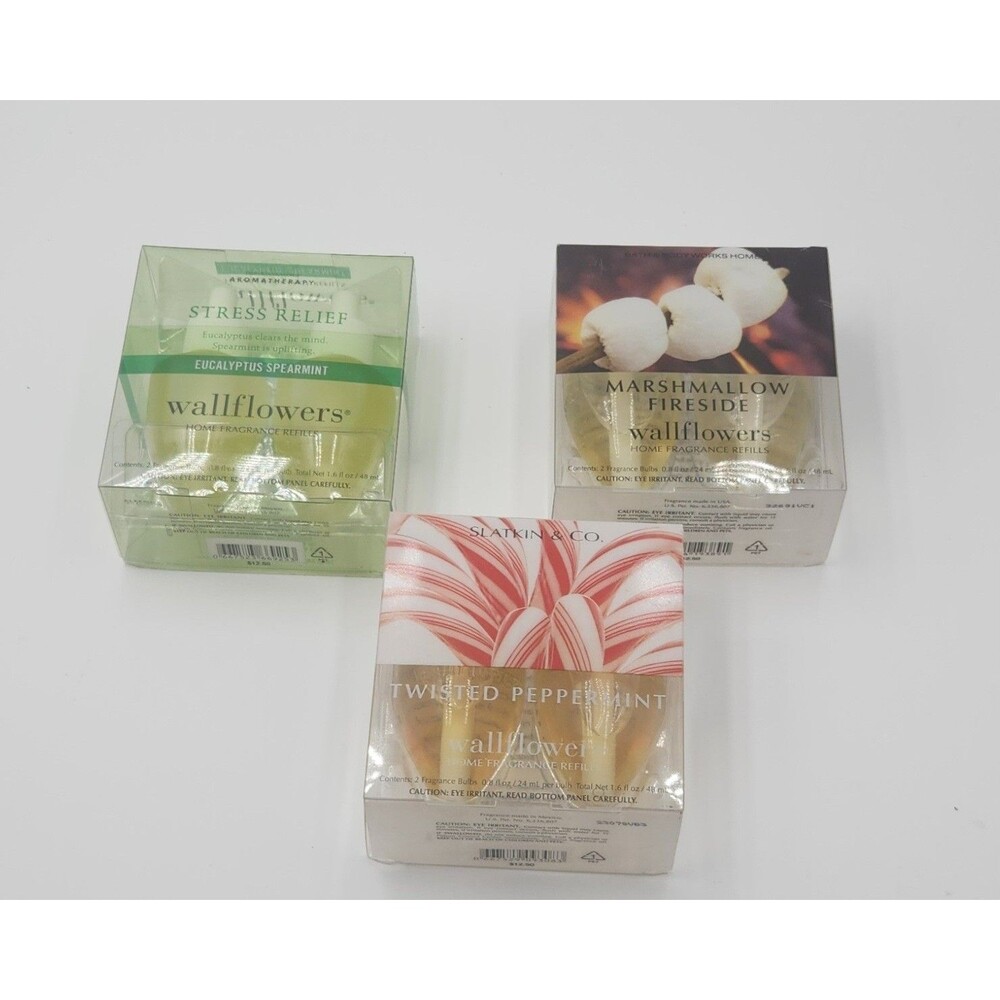 6 Bath and Body Works Eucalyptus & Spearmint Twisted Peppermint Wallflowers